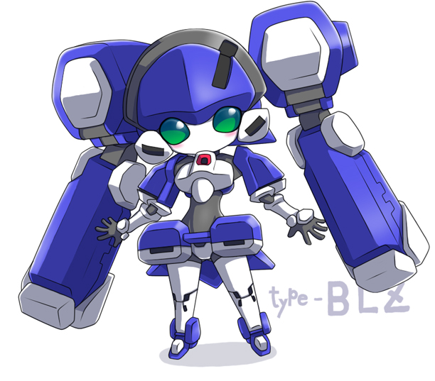 blazermate, blush_stickers, chibi, green_eyes, medarot, no_humans, nollety, non-humanoid_robot