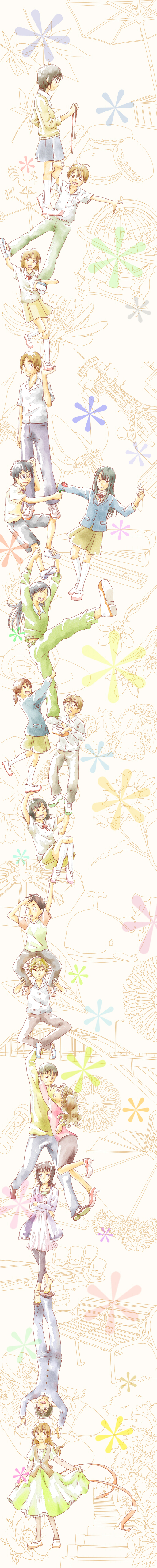 6+boys, 6+girls, absurdres, androgynous, ariga_makoto, black_eyes, black_hair, brown_eyes