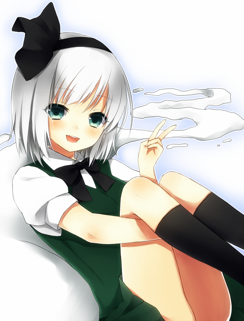 1girl, bad_id, bad_pixiv_id, black_socks, blush, colorized, female_focus, green_eyes
