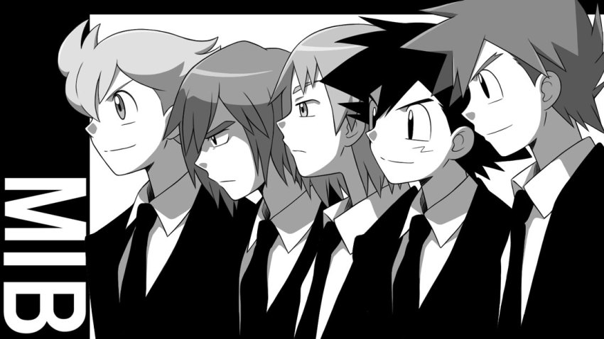 5boys, ash_ketchum, barry_(pokemon), black_hair, child, cyaneko, formal_clothes, frown