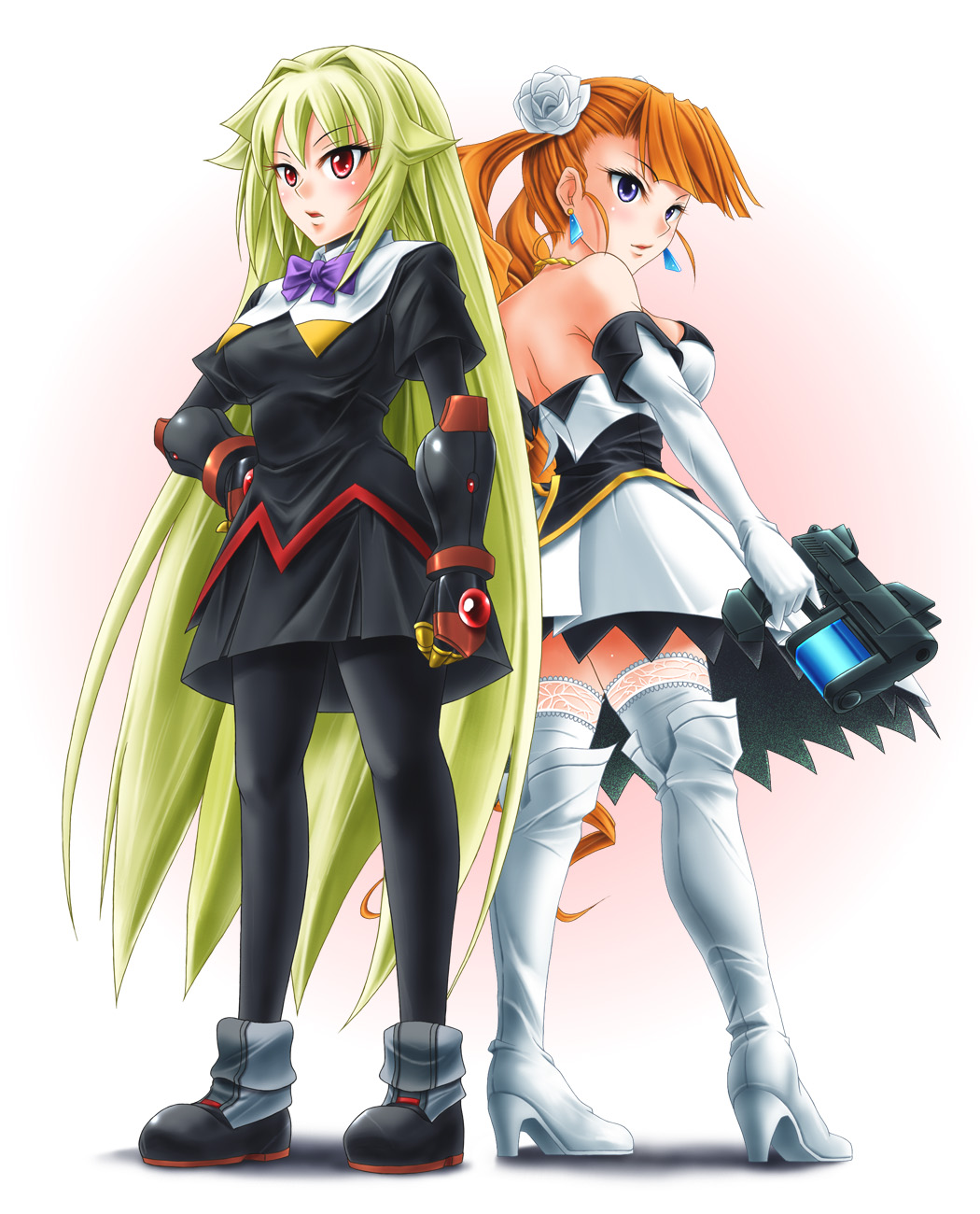 2girls, aq_interactive, arcana_heart, arcana_heart_3, atlus, blonde_hair, blush, boots