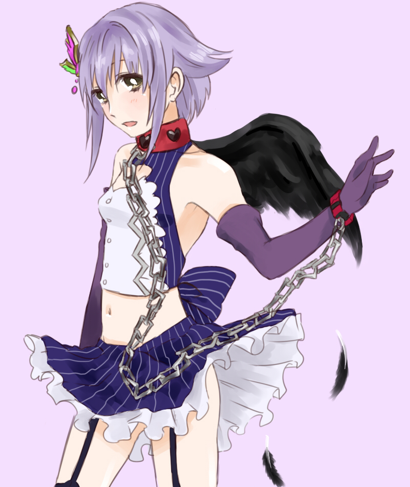 10s, 1girl, bare_shoulders, brown_eyes, chain, cleavage_cutout, clothing_cutout, collar