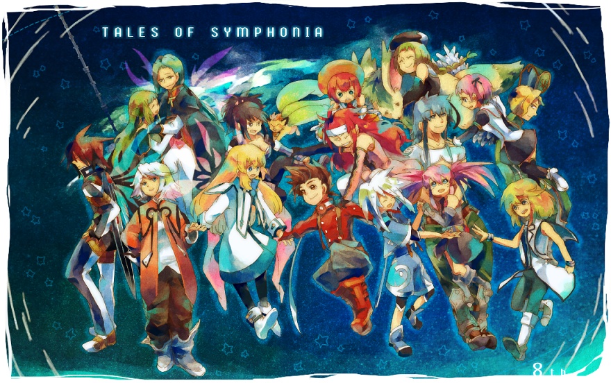 00s, alicia_combatir, bare_shoulders, black_eyes, black_hair, blonde_hair, blue_eyes, blue_hair