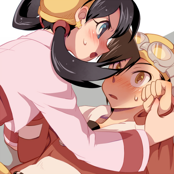 1990s_(style), 1boy, 1girl, atom_(@tom), atom_(artist), bad_id, bad_pixiv_id, black_hair