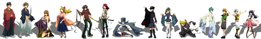 5girls, 6+boys, absurdres, alternate_costume, azm, barry_(pokemon), black_hair, blue_oak