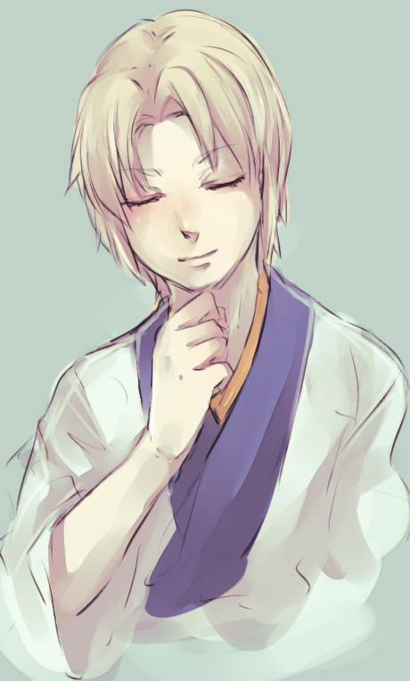 1boy, bad_id, bad_pixiv_id, character_request, closed_eyes, male_focus, samurai_deeper_kyo, shiro_(reptil)