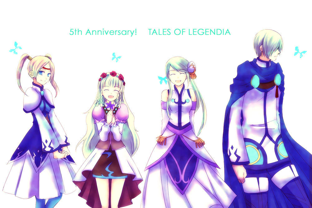 1boy, 3girls, bare_shoulders, blonde_hair, blue_eyes, blush, boots, breasts