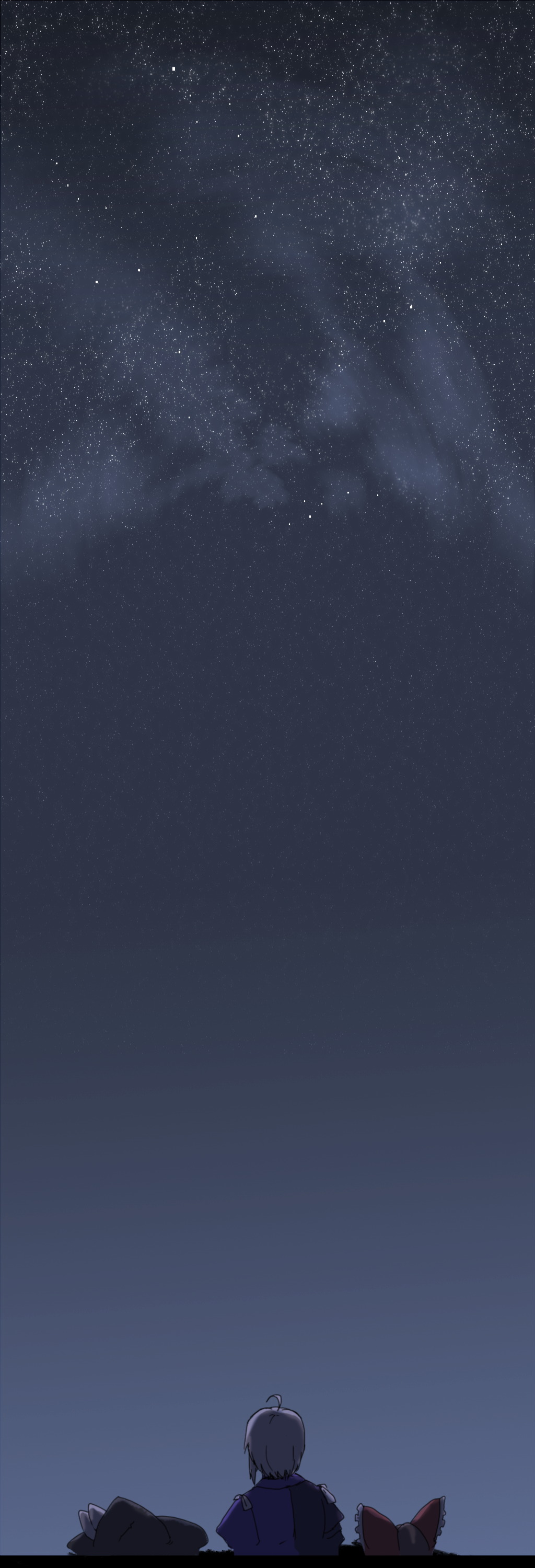 1boy, 2girls, absurdres, ahoge, bow, brown_hair, hair_bow, hakurei_reimu