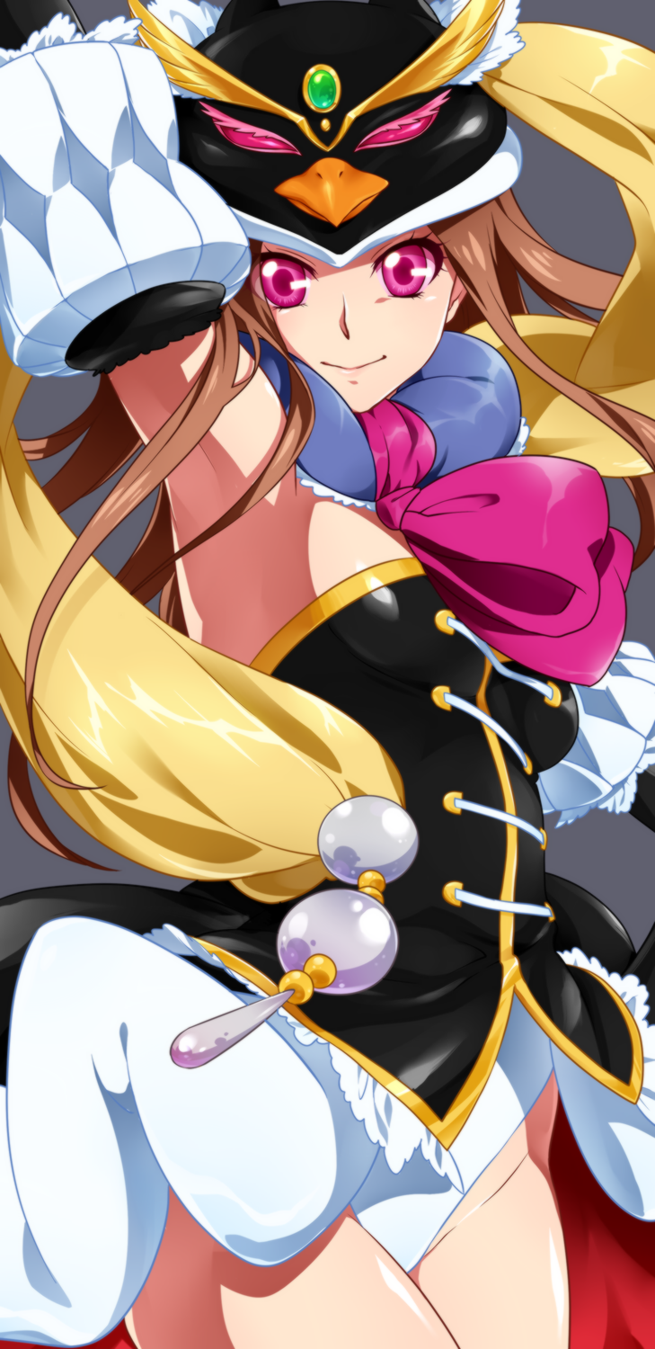 0417nao, 10s, 1girl, animal_hat, arm_up, armpits, brown_hair, female_focus