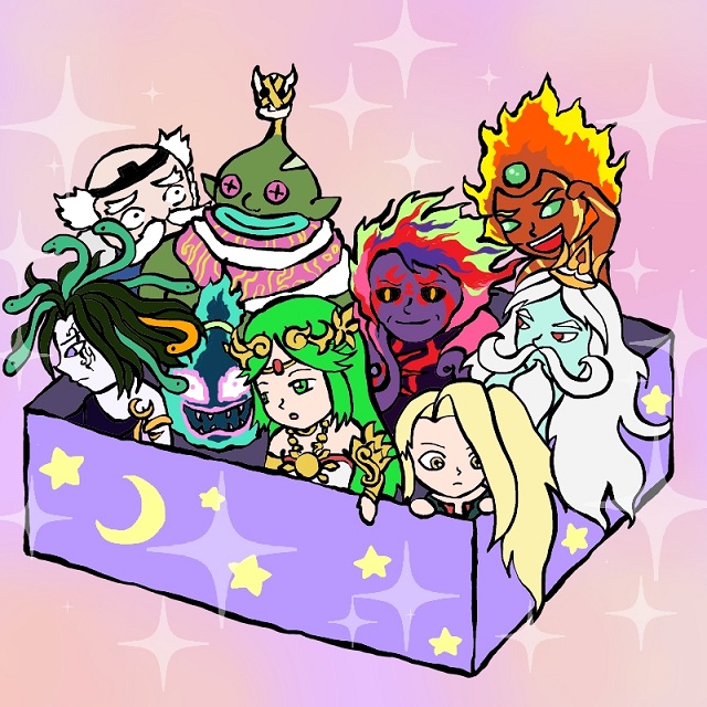 4girls, 5boys, blonde_hair, dyntos, green_hair, hades_(kid_icarus), jewelry, kid_icarus