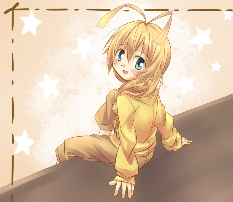 1105suwako, 1boy, antenna_hair, blonde_hair, blue_eyes, blush, braid, hair_between_eyes