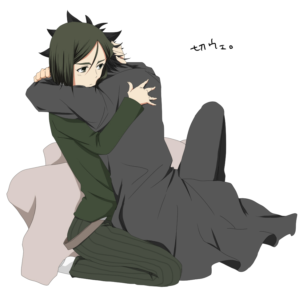 2boys, black_hair, blanket, comforting, emiya_kiritsugu, fate/zero, fate_(series), green_eyes