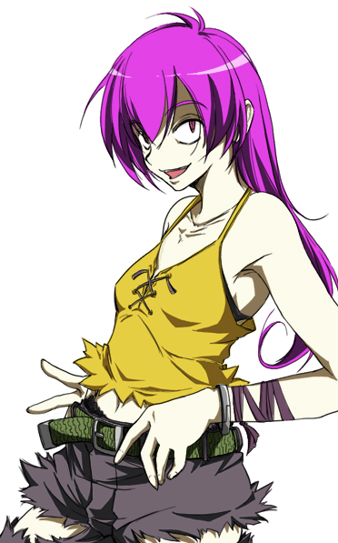 00s, 1girl, aged_up, blood+, female_focus, flat_chest, hanafusa_itsuki, lulu_(blood+), purple_eyes, purple_hair, schiff, solo, vampire