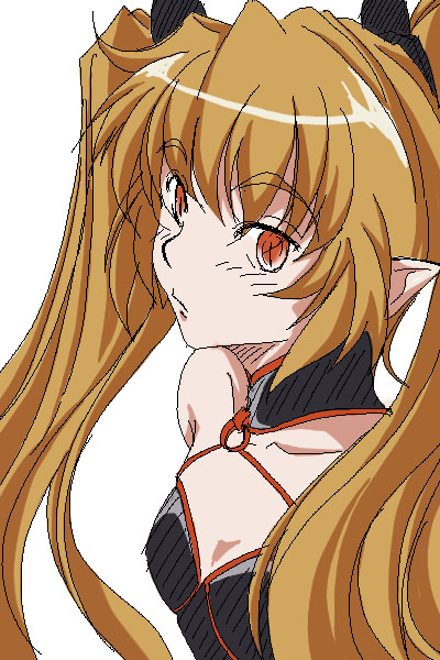 1girl, blonde_hair, blush, breasts, cleavage, collar, collarbone, female_focus