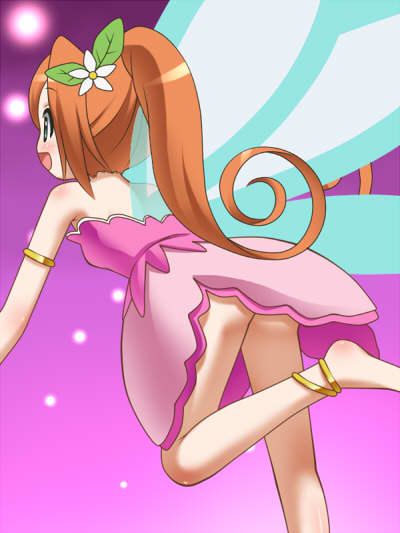 awa, barefoot, blush, fairy, feet, green_eyes, hime_chen!_otogi_chikku_idol_lilpri, lilpri