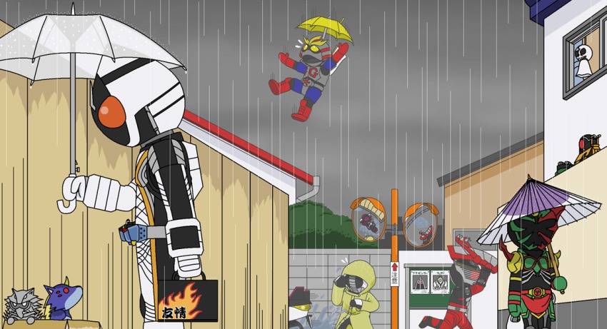 6+boys, bag, belt, box, cardboard_box, frog_pod, gangan_g, garulu