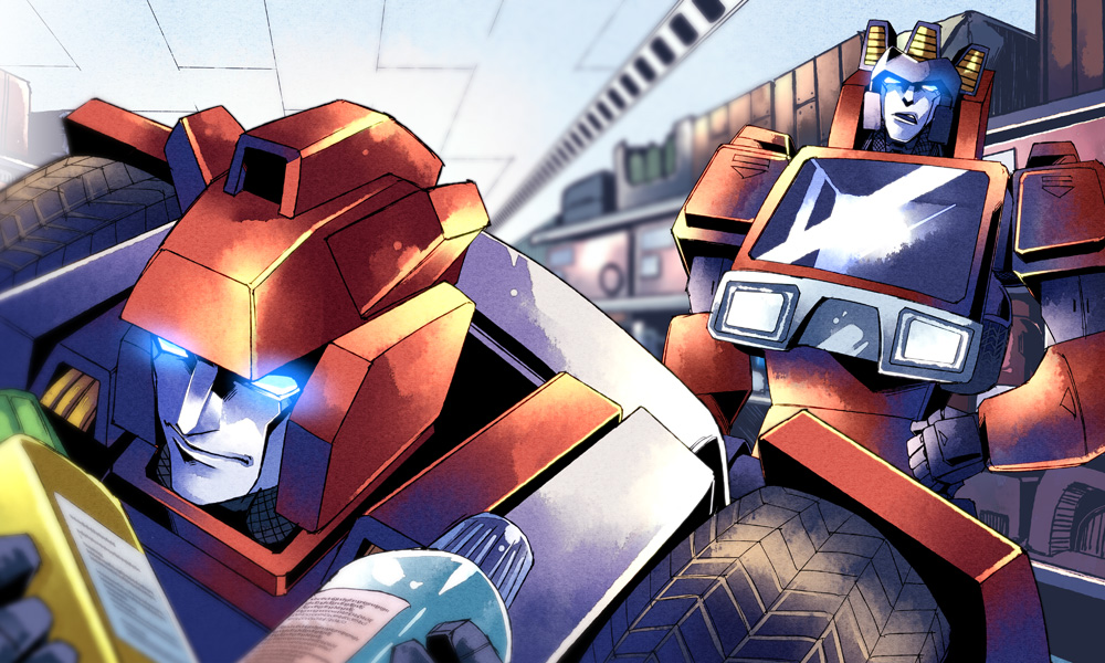 1980s_(style), 2boys, autobot, bad_id, bad_pixiv_id, blue_eyes, glowing, glowing_eyes