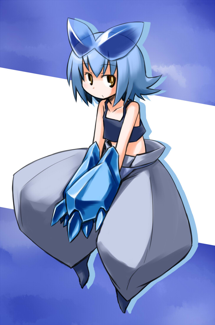 1boy, 1girl, androgynous, blue_hair, female_focus, flat_chest, karakuri_douji_ultimo, kikou_douji_ultimo