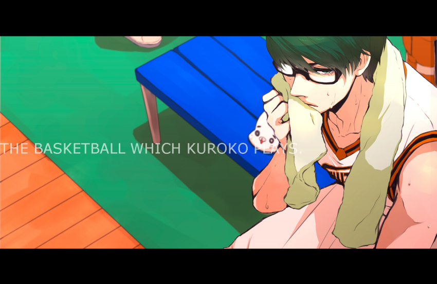 1boy, basketball, basketball_uniform, bk3, glasses, green_eyes, green_hair, kuroko_no_basuke