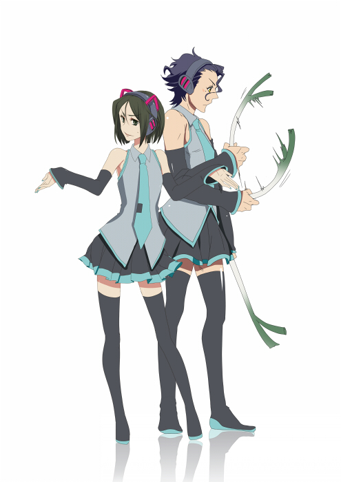 2boys, bare_shoulders, black_hair, cosplay, detached_sleeves, diarmuid_ua_duibhne_(fate), diarmuid_ua_duibhne_(lancer)_(fate), fate/zero