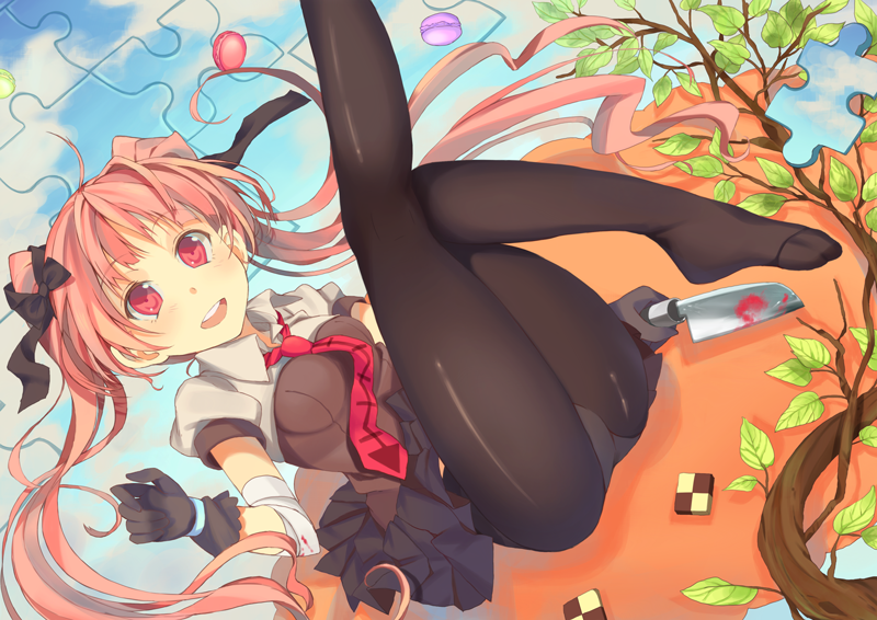 1girl, artemis_(harunoibuki), bad_id, bad_pixiv_id, bandages, checkerboard_cookie, cookie, female_focus