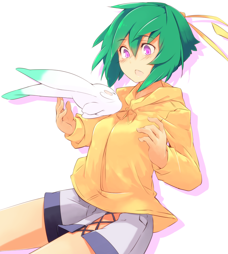 10s, 1girl, aquarion_(series), aquarion_evol, female_focus, green_hair, namakura_(a_namakura), purple_eyes