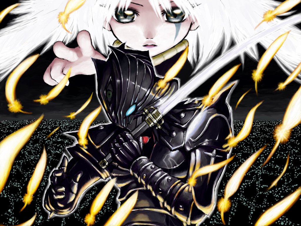 00s, 1girl, armor, bad_id, bad_pixiv_id, feathers, iseki, iseki_(kuroshura_no_tabiji)