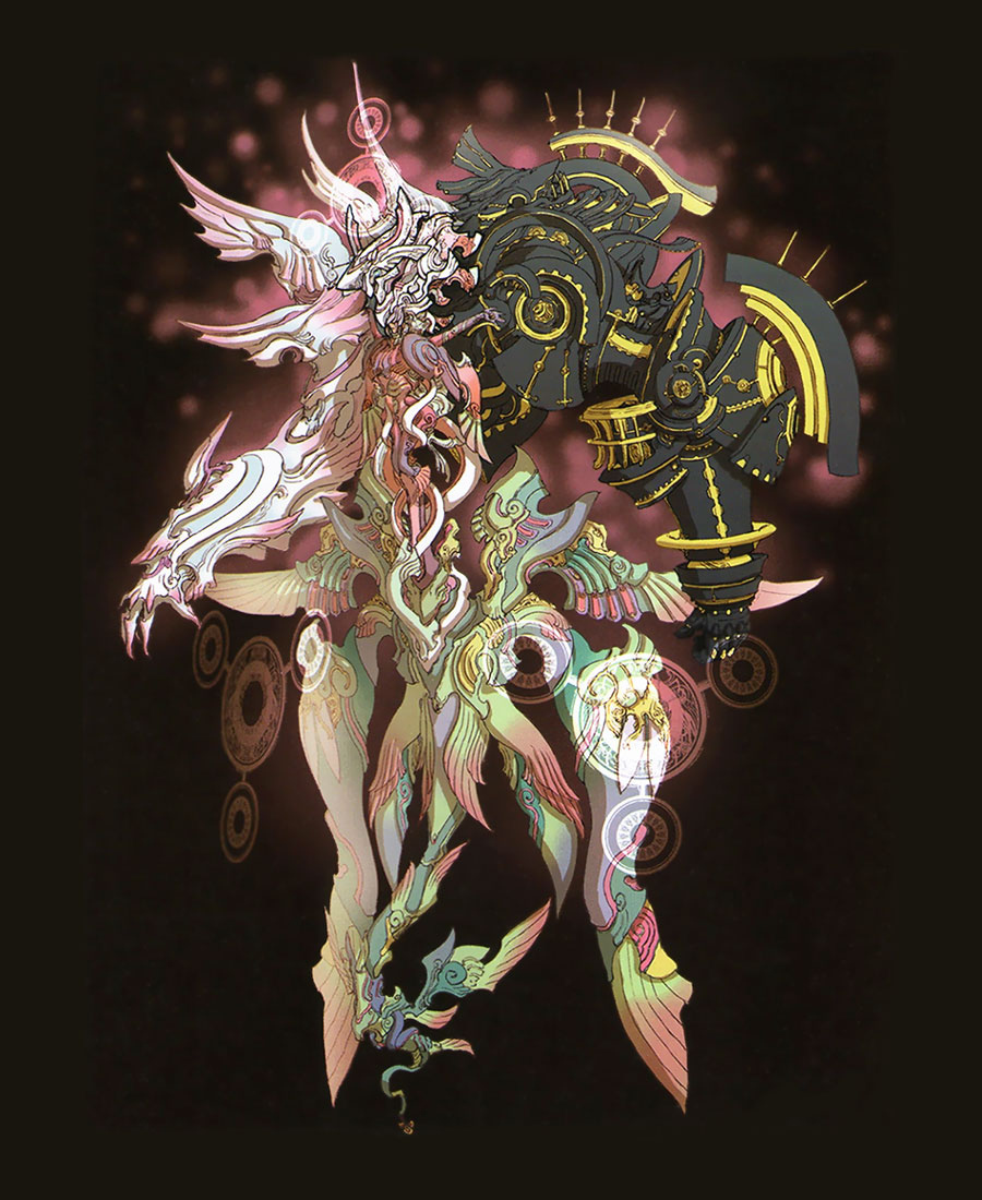 1boy, armor, artist_request, cyborg, dragon, giant, horns, male_focus, monster, nintendo, single_horn, solo, spoilers, wings, xenoblade_chronicles_1, xenoblade_chronicles_(series), zanza_(xenoblade)