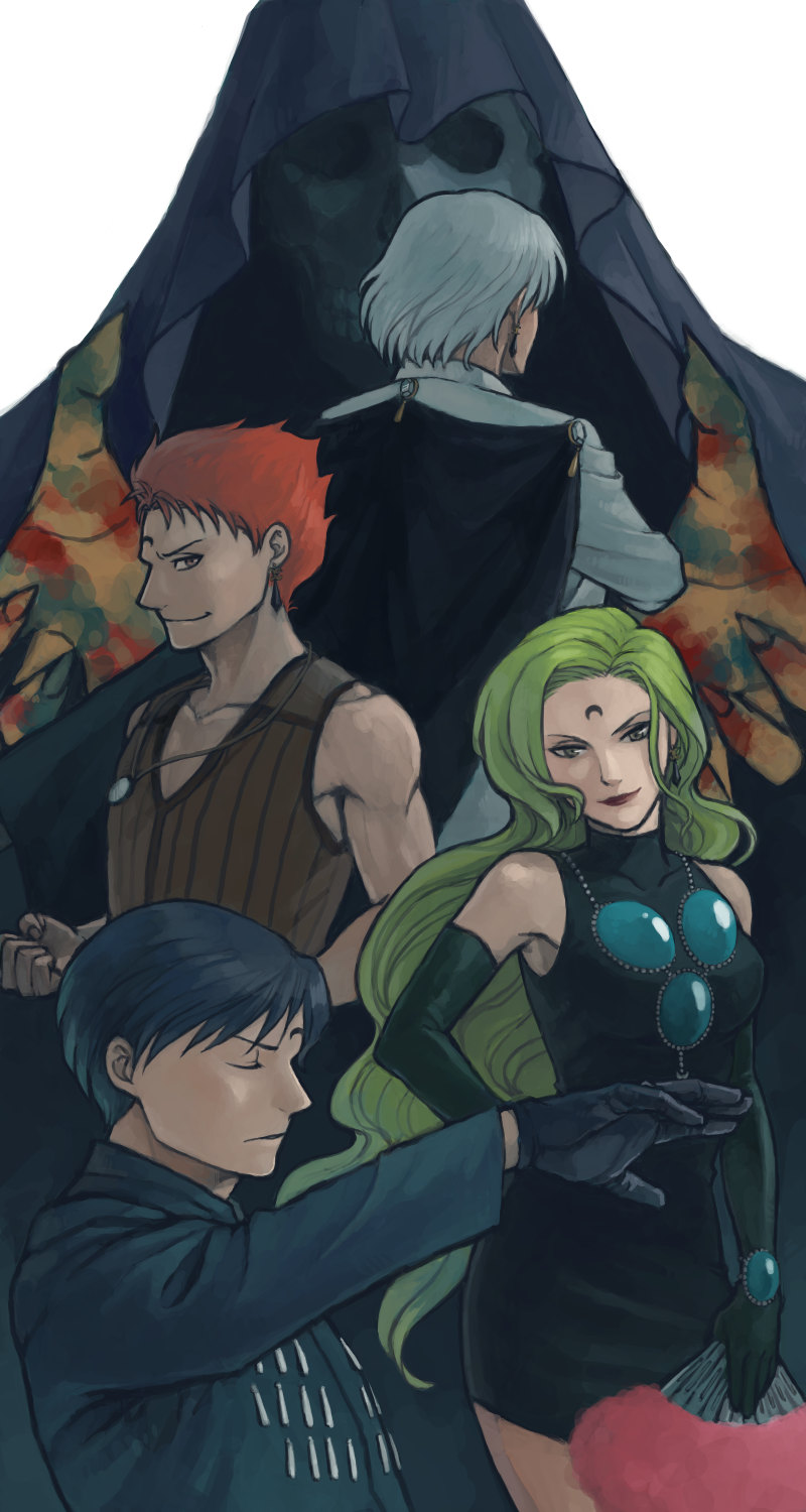 1990s_(style), 1girl, 3boys, bad_id, bad_pixiv_id, bishoujo_senshi_sailor_moon, bishoujo_senshi_sailor_moon_r, black_dress