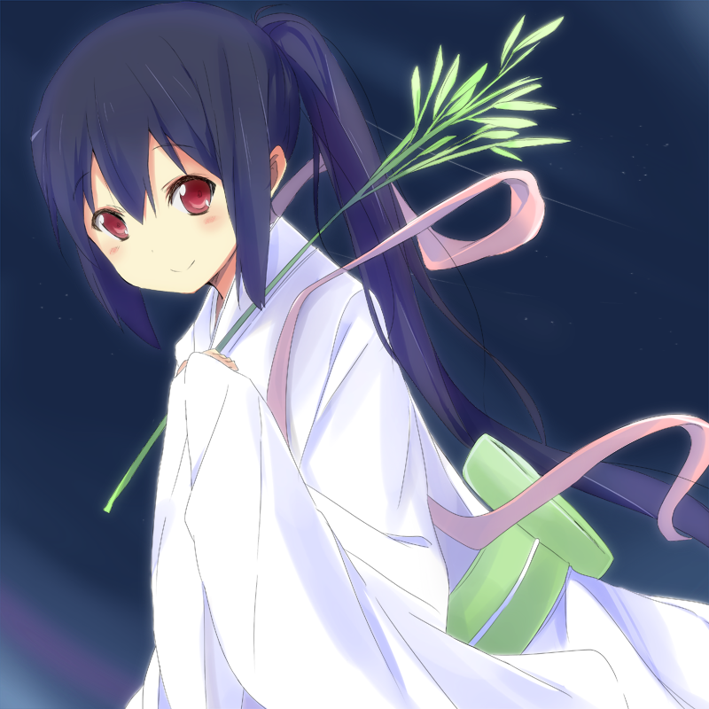 1girl, alternate_hairstyle, black_hair, cosplay, female_focus, japanese_clothes, k-on!, kimono