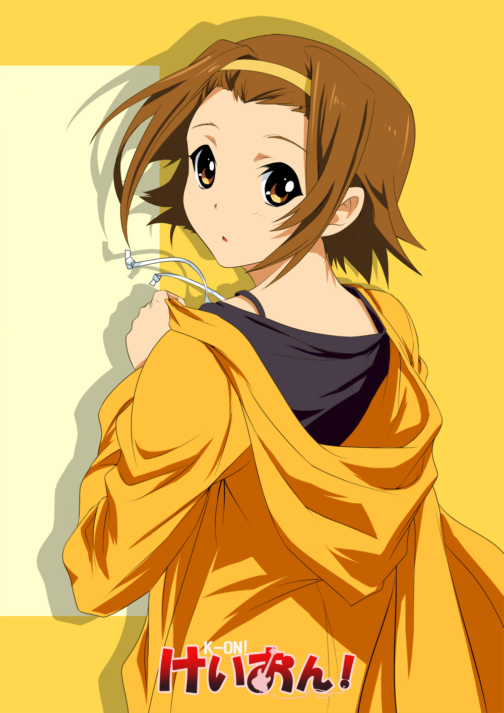 brown_eyes, brown_hair, copyright_name, hairband, highres, k-on!, looking_back, short_hair