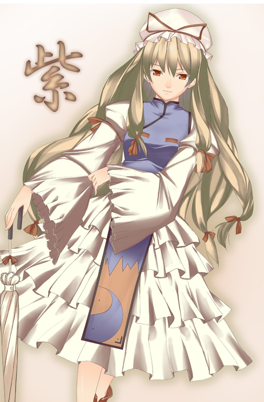 1girl, blonde_hair, bow, dress, female_focus, frilled_dress, frills, gradient_background