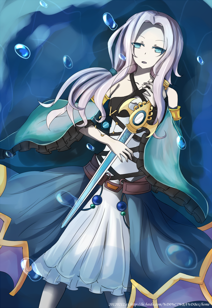 bubble, duel_monster, empty_eyes, gishki_natalia, long_hair, ritua_natalia, sword, wand