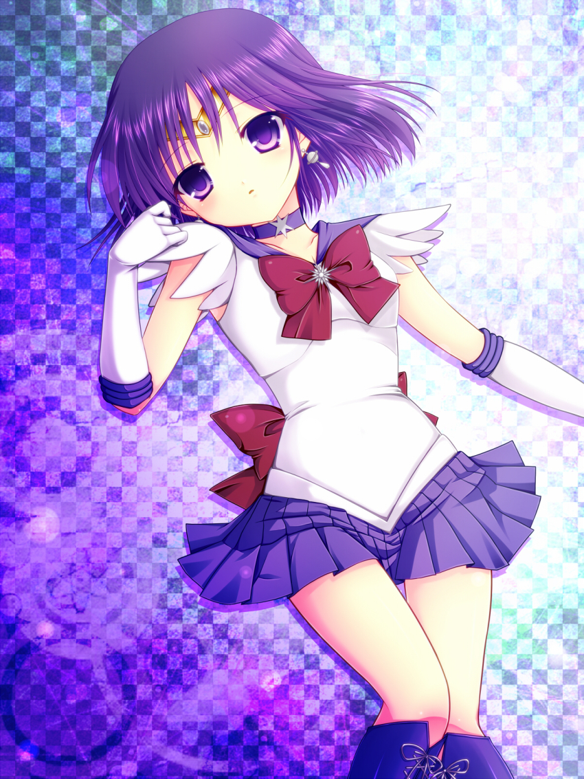 1990s_(style), 1girl, asazuki_kanai, bishoujo_senshi_sailor_moon, bob_cut, boots, bow, brooch