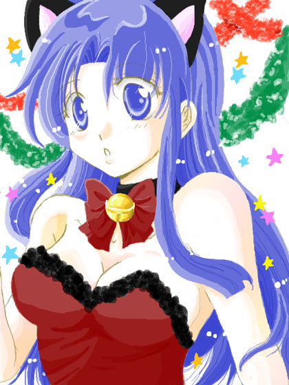 1girl, animal_ears, blue_eyes, blue_hair, cat_ears, female_focus, kisaragi_mizuka, long_hair