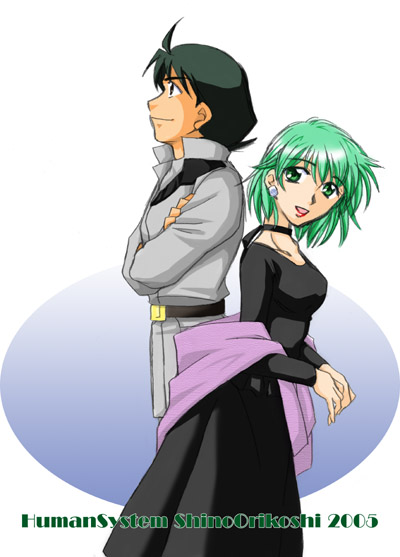 00s, 1boy, 1girl, 2005, aina_saharin, choker, dated, dress