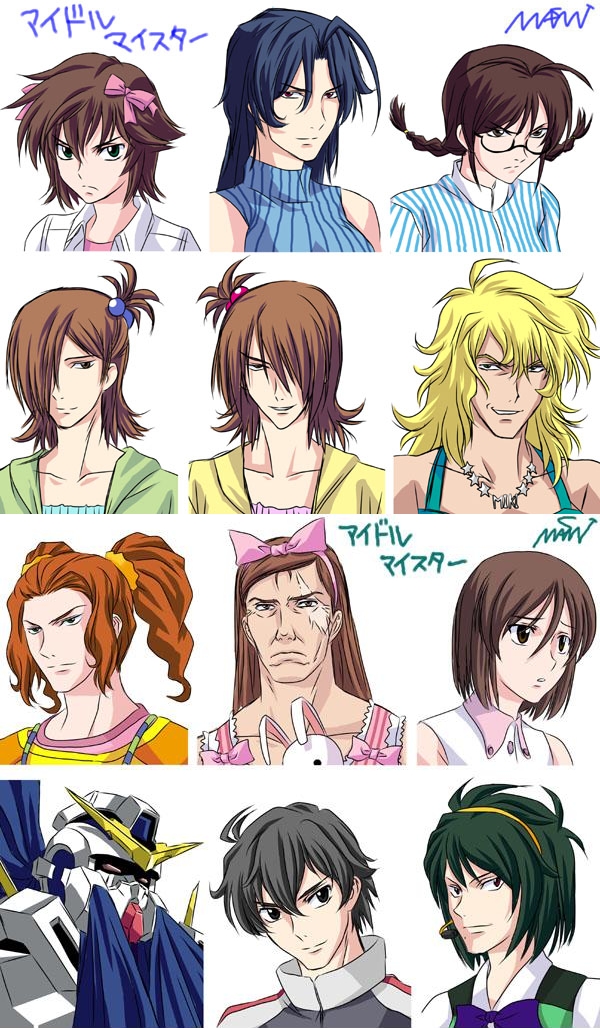 6+boys, ahoge, akizuki_ritsuko, akizuki_ritsuko_(cosplay), alejandro_corner, ali_al-saachez, allelujah_haptism, amami_haruka