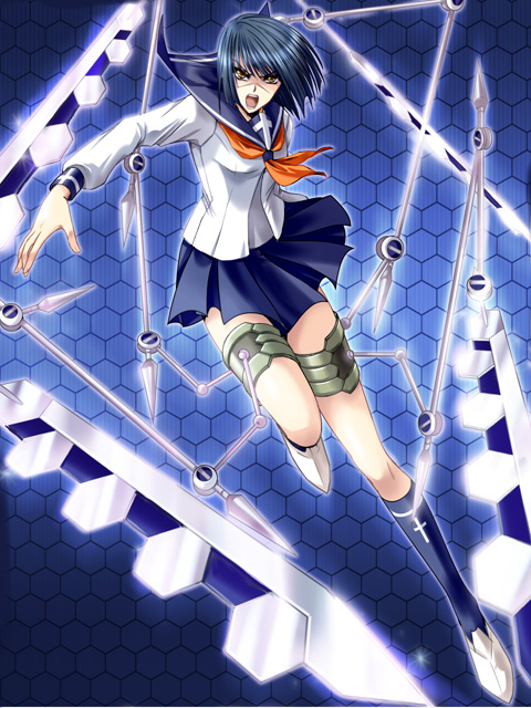 00s, 1girl, angry, bad_id, bad_pixiv_id, blue_sailor_collar, bob_cut, busou_renkin