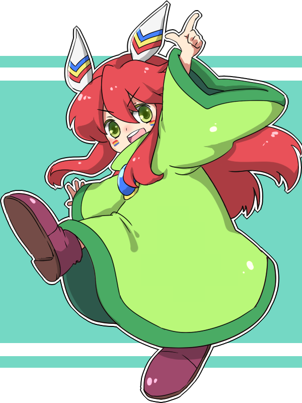 1boy, androgynous, boots, facepaint, feather_hair_ornament, feathers, full_body, green_eyes