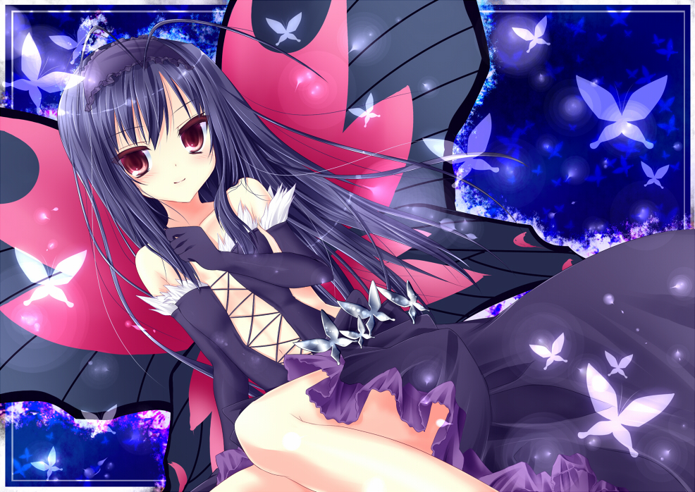 10s, 1girl, accel_world, antenna_hair, bad_id, bad_pixiv_id, bare_shoulders, black_hair
