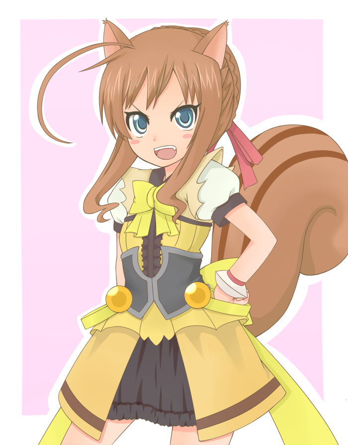10s, 1girl, animal_ears, bad_id, bad_pixiv_id, blue_eyes, brown_hair, dog_days