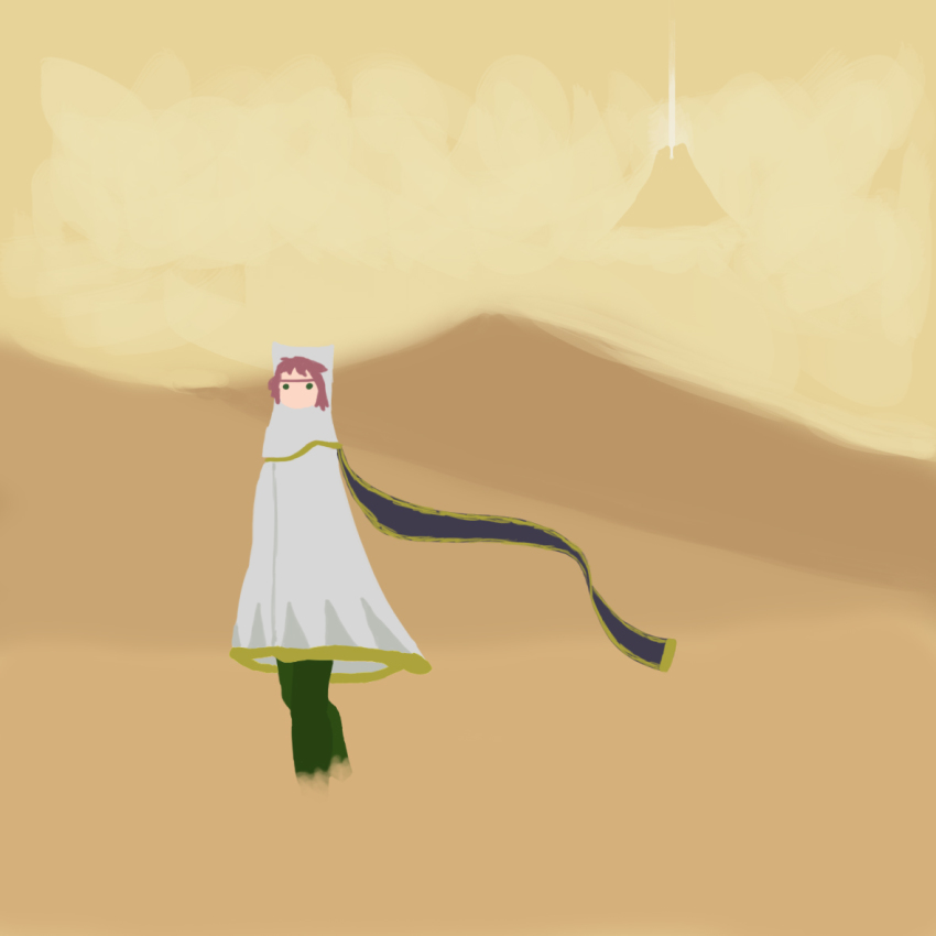 10s, 1girl, alternate_color, cape, cosplay, crossover, desert, female_focus