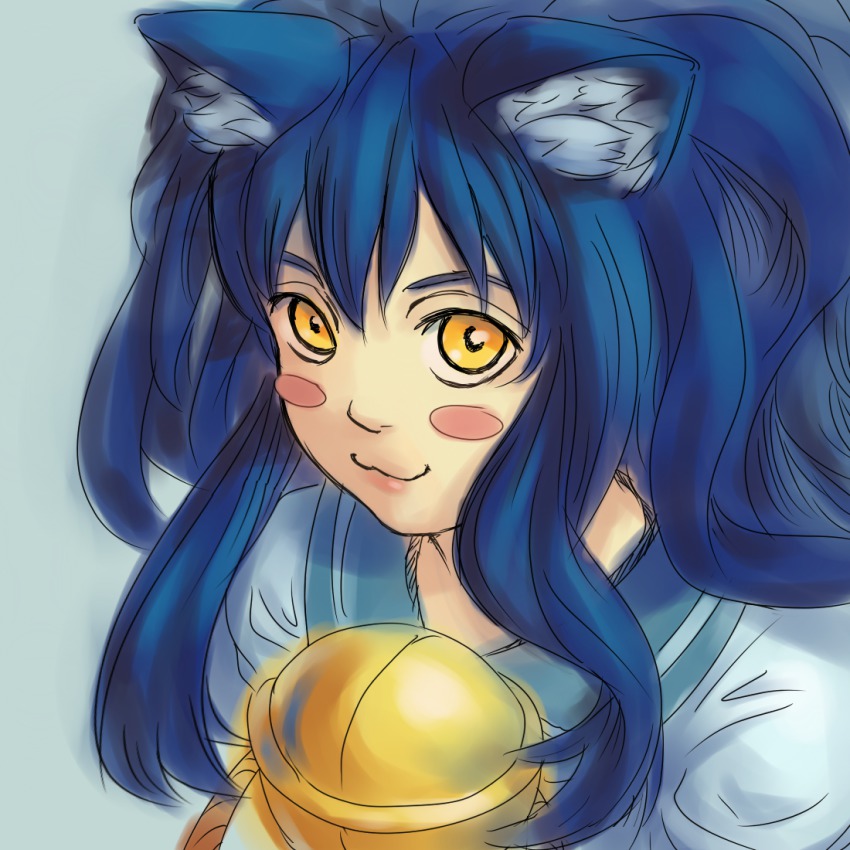 1girl, :3, animal_ears, bell, blue_hair, blush_stickers, cat_ears, disgaea