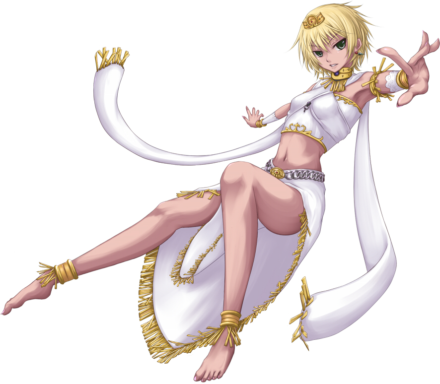 1girl, blonde_hair, blush, duel_monster, female_focus, green_eyes, jewelry, lightsworn