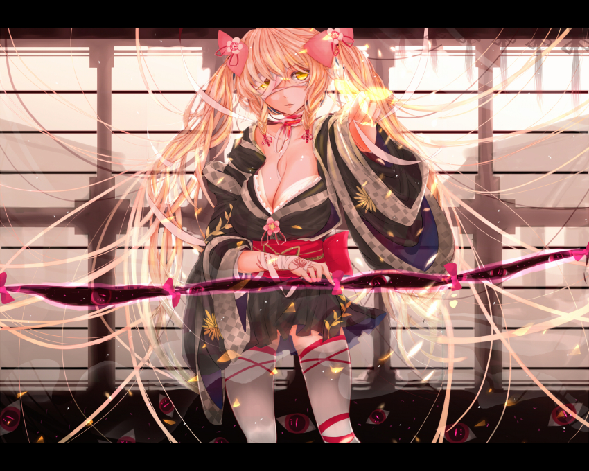 1girl, alternate_costume, alternate_eye_color, alternate_hairstyle, bad_id, bad_pixiv_id, bandages, bow