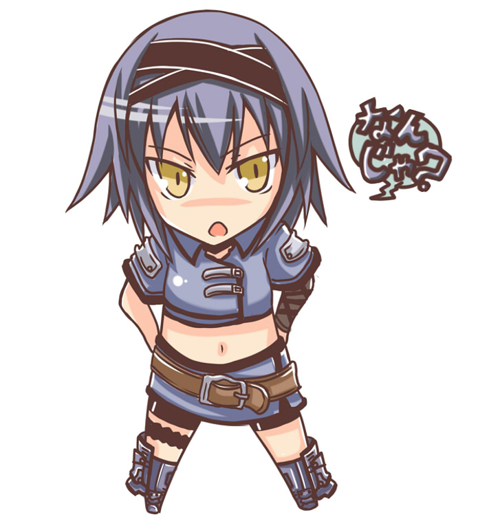 1girl, chibi, female_focus, lock_heart_(juuryokudou), looking_at_viewer, open_mouth, original, seiryuu_(lock_heart), short_hair, simple_background, solo, white_background