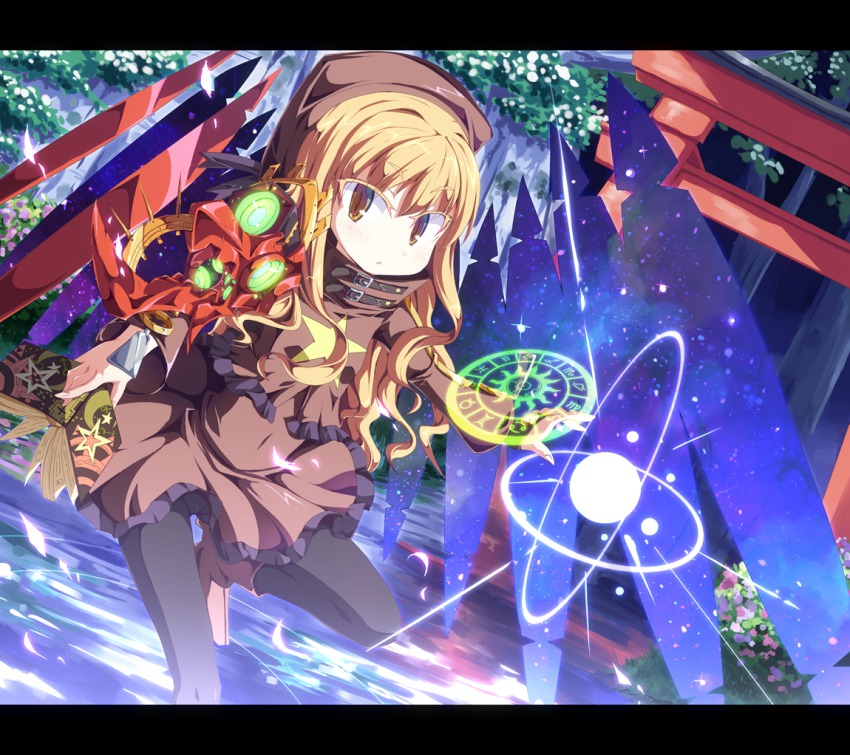 1girl, atlus, blonde_hair, book, dress, dutch_angle, etrian_odyssey, female_focus