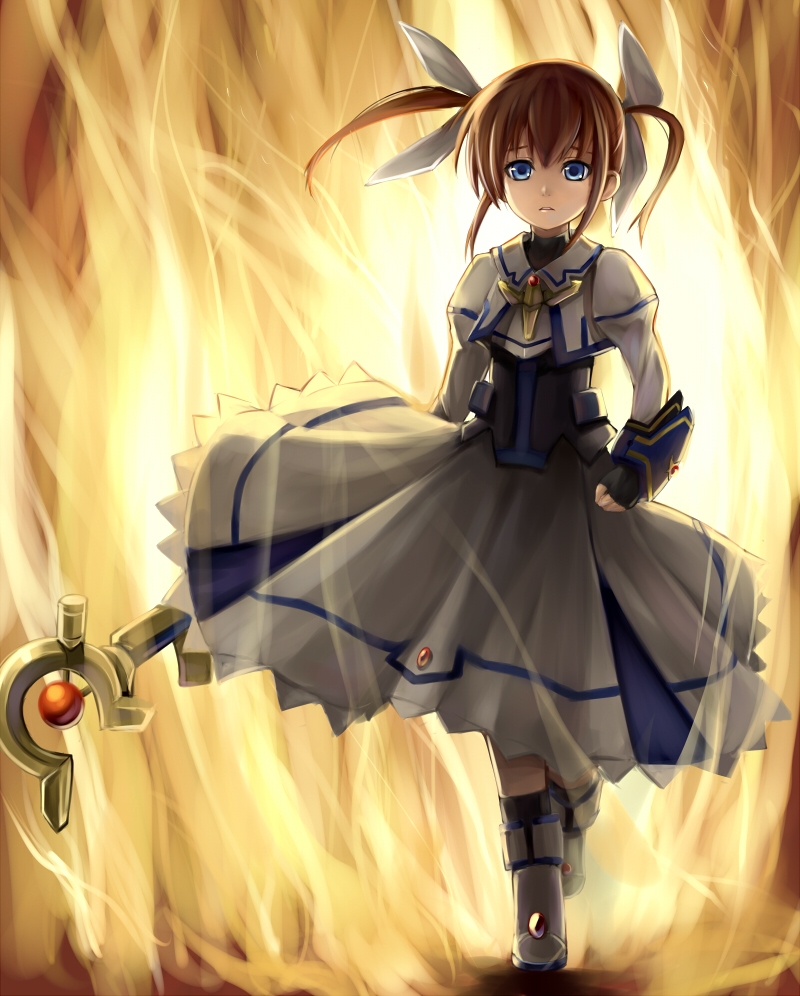 1girl, armor, bad_id, bad_pixiv_id, blue_eyes, brown_hair, corset, dress