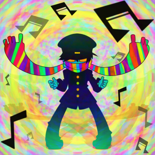 1boy, bemani, colorful, glasses, hat, kashiri_kurosuke, lowres, male_focus, nakaji, pop'n_music, scarf, school_uniform, short_hair, solo