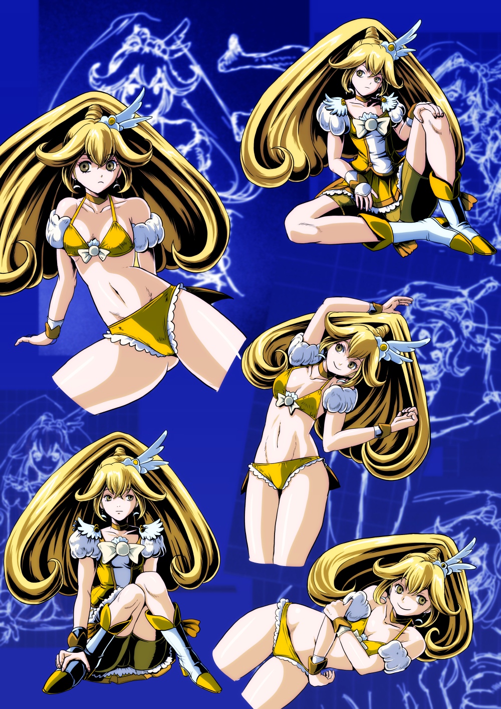 10s, 1girl, alternate_costume, bad_id, bad_pixiv_id, bike_shorts, bikini, blonde_hair